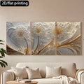 Luxury 3-Piece Floral Wall Frame Set – Gold & Pearl Dandelion Art on Textured Background - 12x16