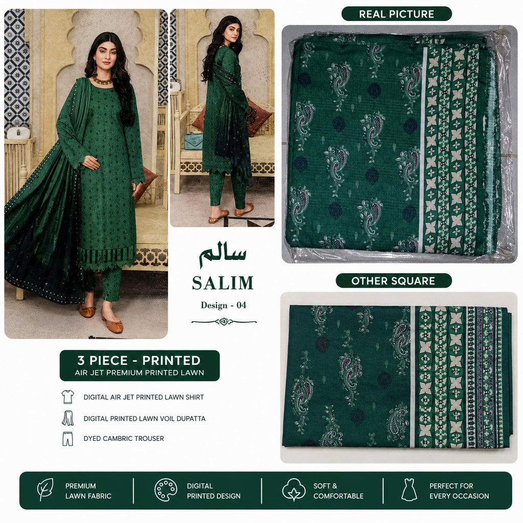 SALIM Design-05 3 Piece Printed Lawn suite