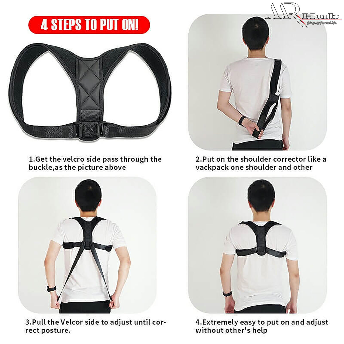 SN-660 Smart care brand Posture corrector Upper back support Strong grip Shoulder Support Relief and Back Pain Relief Belt - Adjustable Posture Support Brace for Men and Women